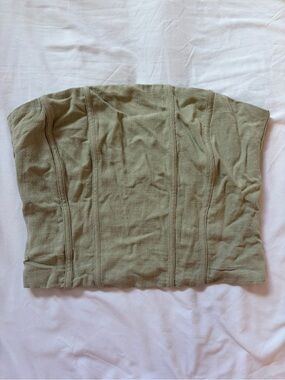 Strapless Olive Green Textured Tube Top